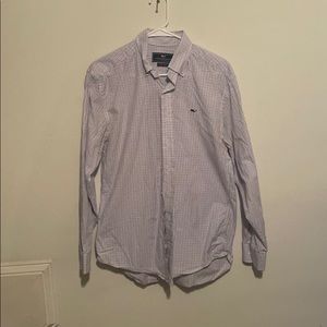 Red and blue checkered button down vineyard vines